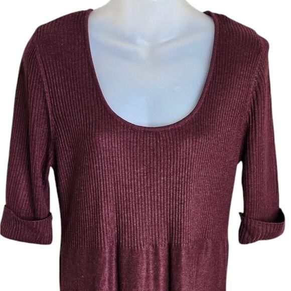 Calvin Klein Womens Cozy Sweater Dress Medium Burgundy Ribbed Knit Fall Winter - Picture 2 of 8